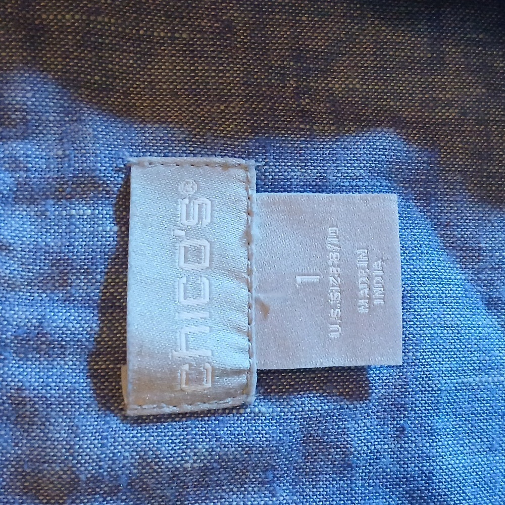 Chico's Linen Embellished Tunic Dress Size 1 Denim Blue - Picture 6 of 9